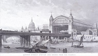 Cannon Street Station, London, 1867. Artist: John Scorrer O'Connor