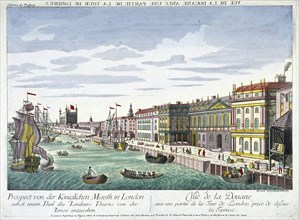 View of Custom House and River Thames, London, c1760. Artist: George Godofroid Winkler