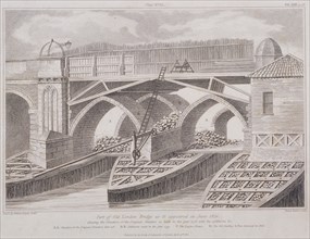 London Bridge (old), London, 1830. Artist: James Basire I