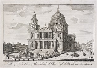 St Paul's Cathedral (new) exterior, London, 1747. Artist: John Maurer