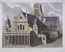 St Paul's Cathedral (old), London, c17th century, (1814). Artist: John Chapman