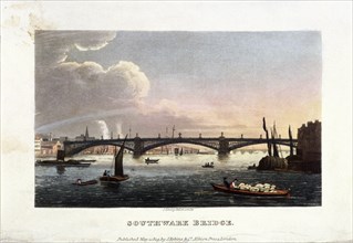 Southwark Bridge, London, 1819. Artist: J Shury