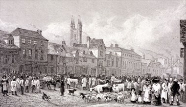 Smithfield Market, London, c1830. Artist: George Cooke
