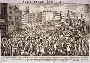 Political meeting at Smithfield, London, 1819. Artist: Anon