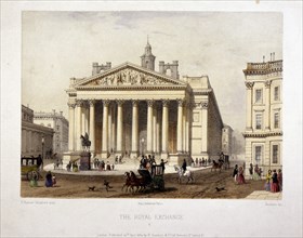 View of the Royal Exchange's west front, London, 1854. Artist: Charles Claude Bachelier