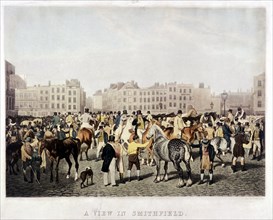 Smithfield Market, London, c1840. Artist: Frederick Christian Lewis