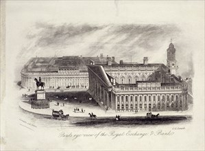 Bird's-eye view of the Royal Exchange, London, c1860. Artist: Anon