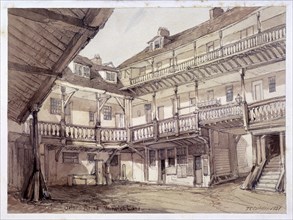Courtyard of the Oxford Arms Inn, Warwick Lane, London, 1851. Artist: Unknown