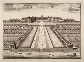Bird's-eye view of the Royal Hospital, Chelsea, London, c1750. Artist: Sutton Nicholls