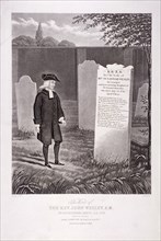 John Wesley visiting his mother's grave in 1779, Bunhill Fields, Finsbury, London, (c1850). Artist: G Hunt