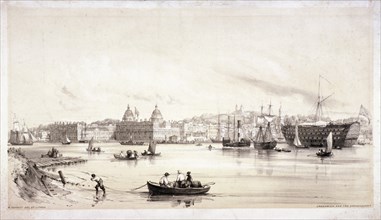 View of Greenwich across the River Thames, London, c1841. Artist: William Parrott