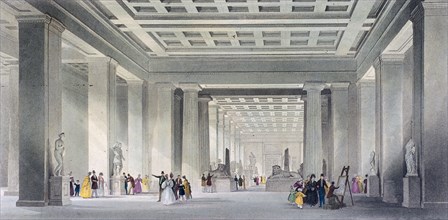 The Grand Central and Egyptian Saloons, British Museum, Holborn, London, c1836. Artist: Robert Sands