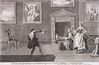 'The diversion of battledore and shittlecock', c1745. Artist: Anon