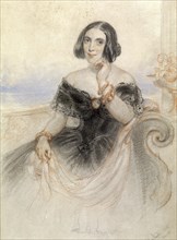 Lady in a black dress, 1847. Artist: John Hayter