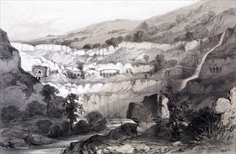 View of Caves, Ajunta, India, 1844. Artist: Thomas Colman Dibdin