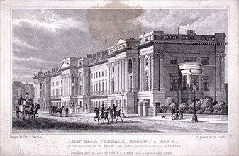 Cornwall Terrace, Regent's Park, Marylebone, London, 1827. Artist: William Deeble