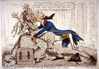'Political ravishment, or the Old Lady of Threadneedle Street in danger!', 1797. Artist: James Gillray