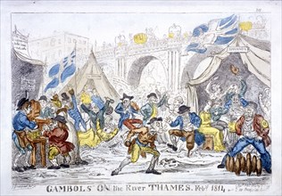 'Gambols on the River Thames, Feby, 1814'. Artist: George Cruikshank