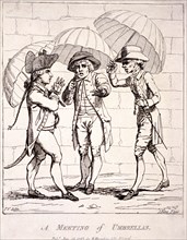'A meeting of umbrellas', 1782. Artist: James Gillray