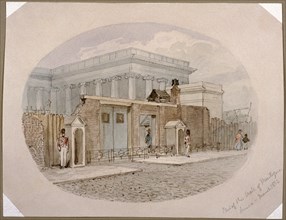 Montague House wall, British Museum, London, 1852. Artist: James Findlay