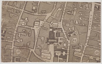 Plan of Guildhall and the neighbourhood around Guildhall, London, 1747. Artist: John Rocque