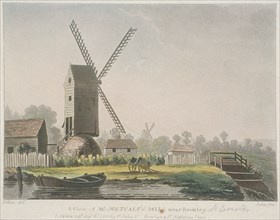 'A view of Mr Metcalf's mill near Bromley', Bow, Poplar, London, 1785. Artist: Francis Jukes