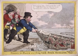 'Fishing for Flats or a Drag from the Stock Exchange', 1806. Artist: Anon