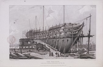 The 'Nelson' at the Royal Dockyard, Woolwich, London, 1815. Artist: William Bernard Cooke
