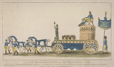 Triumphal car, pulled by four horses, June 29th, 1807. Artist: Anon