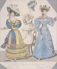 Two women wearing walking dress and morning dress, 1827. Artist: Anon
