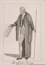 A county Sheriff in civic costume holding a staff and a piece of paper, 1805. Artist: Anon