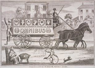 Shillibeer's first omnibus drawn by three horses, London, c1830. Artist: Anon