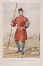 Waterman in Doggett's coat and badge, (c1860?). Artist: Anon