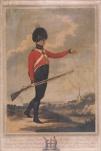 Military figure wearing the uniform of the tenth regiment of Loyal London Volunteers, 1804. Artist: Charles Tomkins