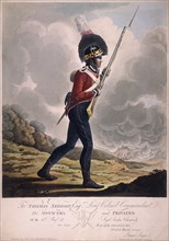 Military figure in the uniform of the eleventh regiment of the Loyal London Volunteers, 1804. Artist: Anon