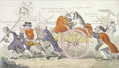 'The Corporation hog's journey to Smithfield in stile or aldermen turned pig show men., 1790. Artist: Isaac Cruikshank