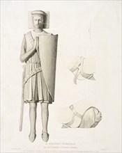 View of the effigy of a knight from Temple Church, London, 1840. Artist: George Hollis