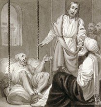 'Christ healing the Paralysed Man let down by Ropes', c1810-c1844. Artist: Henry Corbould