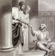 Peter and John with the Beggar at the Beautiful Gate', c1810-c1844. Artist: Henry Corbould