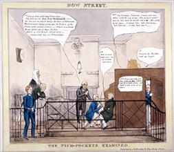 Bow Street, the pick-pockets examined', London, 1830. Artist: LB