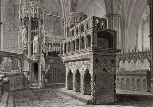 Edward the Confessor's mausoleum, in the king's chapel, Westminster Abbey, London, c1818. Artist: John Le Keux