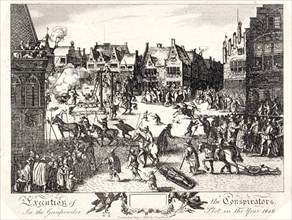 Execution of the conspirators in the Gunpowder Plot in Old Palace Yard, Westminster, 1606, (1795). Artist: R Romney