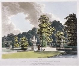 Gardens at Hampton Court Palace, Hampton, Middlesex, 1798. Artist: Heinrich Schutz
