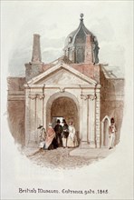 British Museum, entrance gate, 1848. Artist: James Findlay