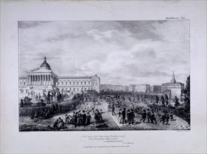 View of University College School's playground with University College to the right, 1833. Artist: George Scharf