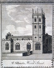 St Alban's Church, Wood Street, London, c1750. Artist: Anon