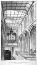 Church of St Andrew Undershaft, Leadenhall Street, London, c1837. Artist: John Le Keux