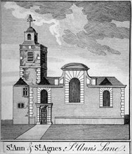 St Anne and St Agnes, Gresham Street, City of London, 1750. Artist: Anon
