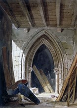 Crypt of St Anne, Blackfriars, City of London, 1854. Artist: Percy William Justyne