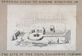 View of Roman remains on the site of the Coal Exchange, City of London, 1848. Artist: FW Fairholt